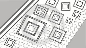 Abstract geometric pattern with squares, lines, and depth perspective vector design Generative AI