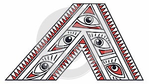 Abstract Geometric Pattern with Stylized Eyes, vector design Generative AI