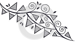 Abstract Geometric Pattern with Swirls and Triangles, vector design Generative AI