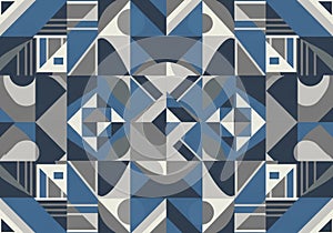 Abstract geometric pattern with a symmetrical design featuring an array of shapes, including