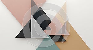 Abstract Geometric Pattern with Triangles in Soft Pastel and Dark Colors