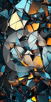 Abstract Geometric Pattern with Vibrant Blue and Orange Fragments
