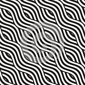 Abstract geometric pattern with wavy lines. Interlacing rounded stripes design. Seamless vector background.