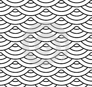 Abstract geometric pattern with wavy lines, stripes. A seamless vector background. Beige and white ornament
