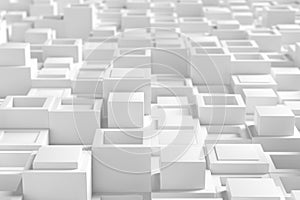 Abstract geometric pattern of white cubes and boxes for modern design