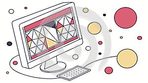 Abstract Geometric Patterns on Computer Screen Display, vector design Generative AI