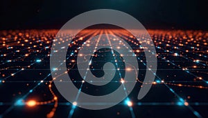 Abstract geometric patterns representing data flow and interconnectedness of information. An abstract visualization of