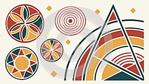 Abstract Geometric Patterns with Triangles and Wavy Lines, vector design Generative AI