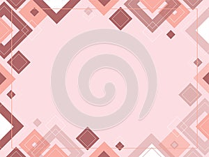 Abstract geometric pink background made from squares, shape pattern, rose gold template with copy space, modern layout, vector
