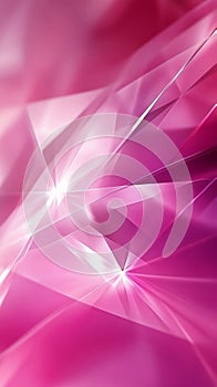 abstract geometric pink crystal background with light reflections, modern design concept