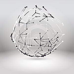 Abstract Geometric Polygonal Shape. Technology Vector Science Background. Connecting Dots and Lines Structure