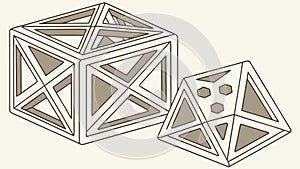 Abstract Geometric Polyhedrons, 3D Shapes Illustration, vector design Generative AI