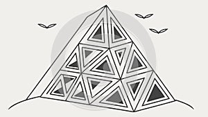 Abstract Geometric Pyramid Design, Modern Architectural Motif, vector design Generative AI