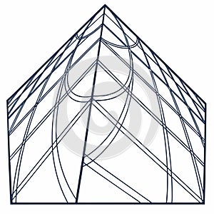 Abstract geometric pyramid wireframe structure, vector design Generative AI