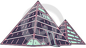 Abstract Geometric Pyramids in Dynamic Composition, Modern Architectural Art, vector design Generative AI