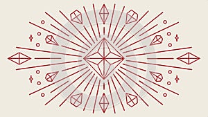 Abstract geometric radial design with central diamond, pattern and art element vector design Generative AI