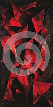 Abstract Geometric Red and Black Pattern with Sharp Triangular Shapes
