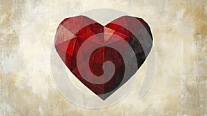 Abstract Geometric Red Heart Art Design