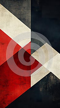 Abstract Geometric Red White Black Canvas Art