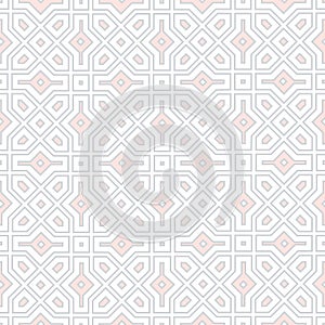 Abstract geometric retro seamless pattern. Mosaic design tile background. Geometric line ornament with stylish asian floral motif