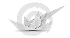 Abstract geometric sculpture featuring sharp, angular shapes resembling folded