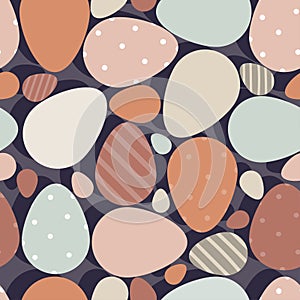 Abstract geometric seamless background pattern with Easter eggs organic neutral colors vector illustration.