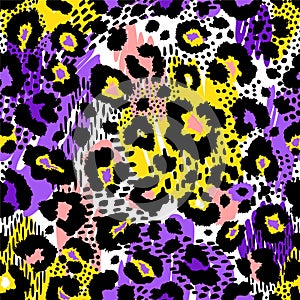 Abstract geometric seamless pattern with animal print. Trendy hand drawn textures.