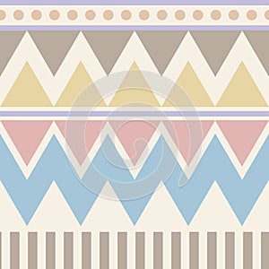 Abstract geometric seamless pattern. Aztec style with triangle and line tribal Navajo pattern. pastel color blue beige pink brown