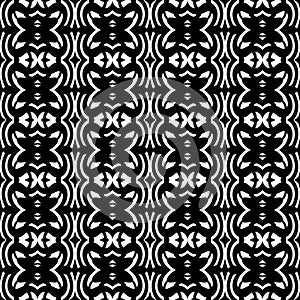 Abstract geometric seamless pattern in black and white, vector