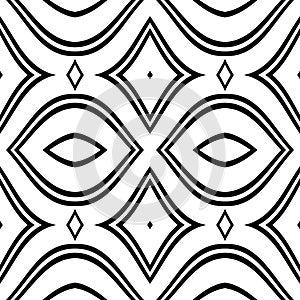 Abstract geometric seamless pattern in black and white, vector