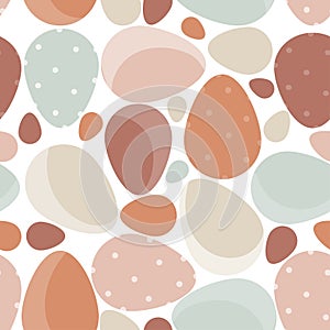 Abstract geometric seamless pattern with Easter eggs in pastel light colors isolated on white background. vector