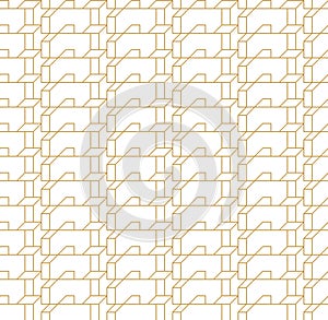 Abstract geometric seamless pattern with lines and polyginal elements on the white background.