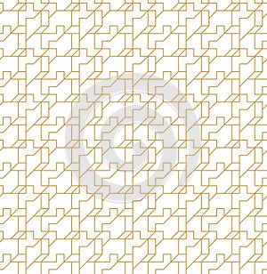 Abstract geometric seamless pattern with lines and polyginal elements on the white background.