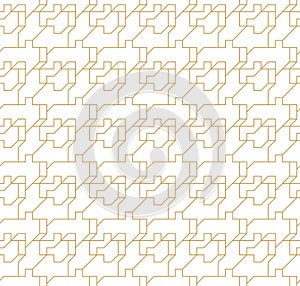 Abstract geometric seamless pattern with lines and polyginal elements on the white background.