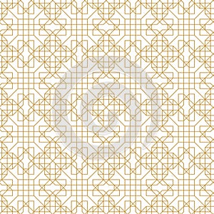 Abstract geometric seamless pattern with lines and polyginal elements on the white background.