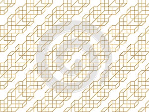 Abstract geometric seamless pattern with lines and polyginal elements on the white background.