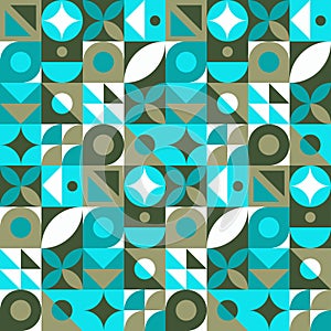 Abstract geometric seamless pattern. Neo geo style print, vector illustration. Simple repeating lines and shapes mosaic