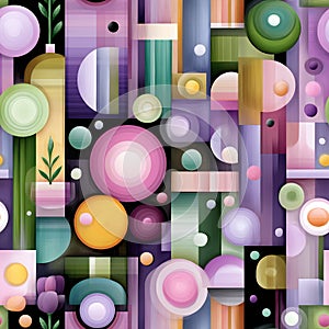 Abstract Geometric Seamless Pattern with Pastel Colors and Bold