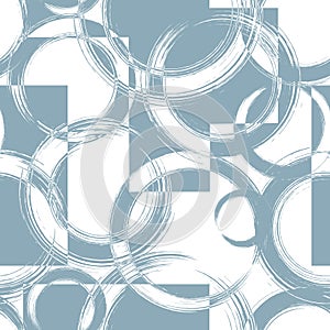 Abstract geometric seamless pattern. Repeat geometry brush strokes texture. Repeated turquoise circle backdrop. Repeating round