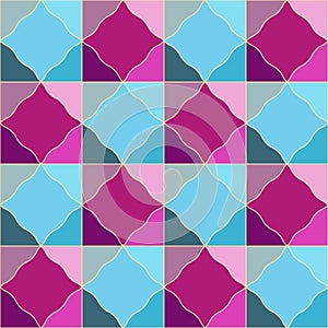 Seamless geometric pattern of purple and blue tiles photo