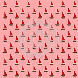 Abstract geometric seamless pattern of sailboat. Vector Illustration