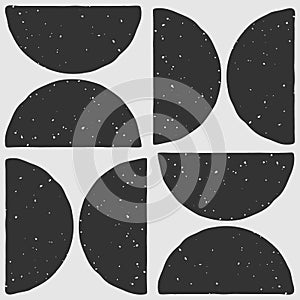 Abstract seamless pattern with semi circle shapes in block print style photo