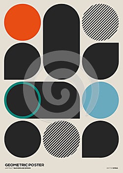 Abstract geometric shape poster template background design vintage retro style
