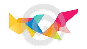 Abstract Geometric Shape with Vibrant Interlocking Colors, vector design Generative AI