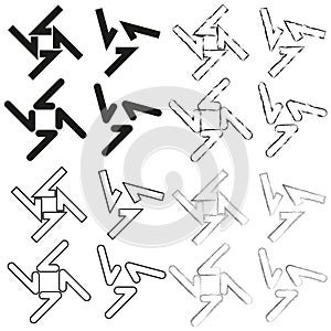 Abstract geometric shapes. Chaos pattern background. Creative lines design. Vector monochrome elements.