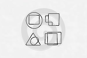Abstract Geometric Shapes Circle, Square, Triangle, Overlapping Lines