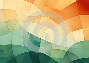 Abstract geometric shapes in earh colors (green, beige, orange)