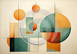 Abstract geometric shapes in earh colors (green, beige, orange)