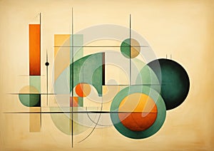 Abstract geometric shapes in earh colors (green, beige, orange)