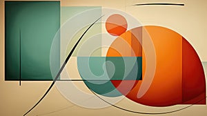 Abstract geometric shapes in earh colors (green, beige, orange)